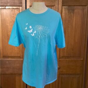 Ladies IPG Aqua T-Shirt with Butterfly and Flower Print